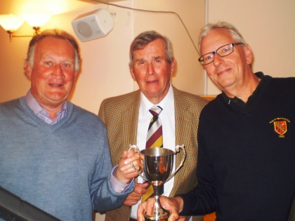 PSC Nomads Chairman Peter Terry presents the PSC Nomads trophy to Jeremy Picton & Charles Reeves